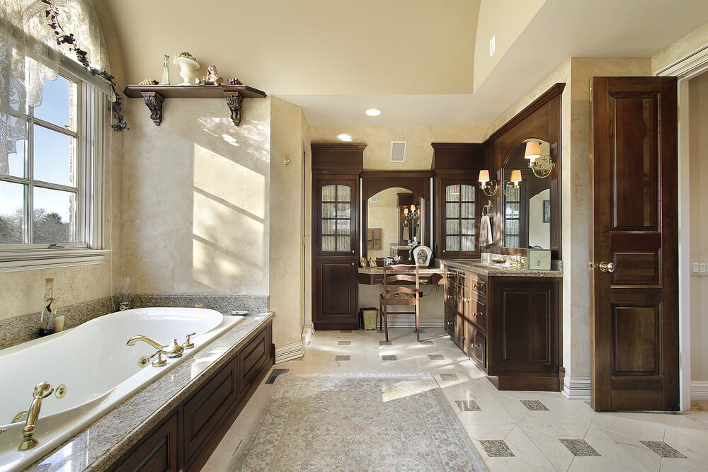 elegance is what the right word for this bathroom the cabinets and doors matching can - Bathroom Design Store elegance is what the right word for this bathroom the cabinets and doors matching can - Bathroom Design Store