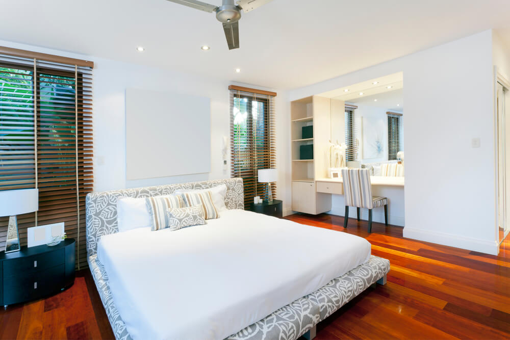 Stylish master bedroom in luxury home