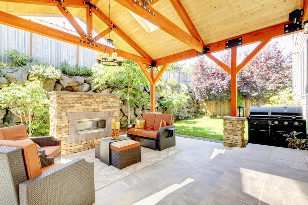 this patio combines the lightness from the color palette with stone for a natural airy - Outdoor Patio Design Ideas this patio combines the lightness from the color palette with stone for a natural airy - Outdoor Patio Design Ideas